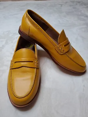 J. CREW Women's Ryan Penny Loafers In Leather Size US 5 UK 3 Mustard Yellow • $30