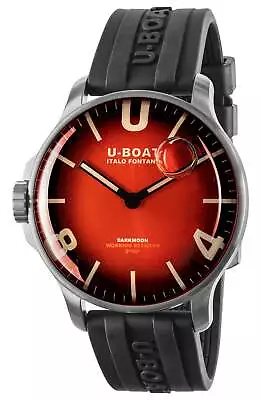 U-Boat Darkmoon Stainless Steel Red Dial Black Rubber Strap Mens Watch 8701 • $709