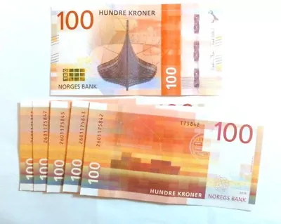 NORWAY 100 Kronor Banknote 2018 Series 8 Uncirculated Mint Condition • £14