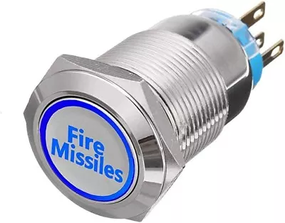 Marine 12V 19mm 5A BLUE LED Illuminated Fire Missiles Push Button Switch • $16.77