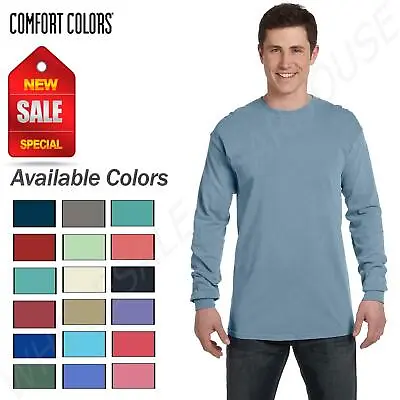 Comfort Colors Mens T-Shirt Long Sleeve Garment Dyed Preshrunk Tee C6014 • $12.92