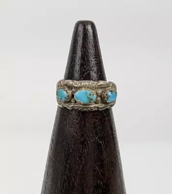 Vintage Navajo Sterling Silver Natural Old Blue Turquoise Ring 925 • $75