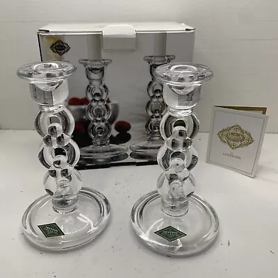 Shannon Crystal By Godinger Candle Stick Pair 7 “ Tall New  • $15