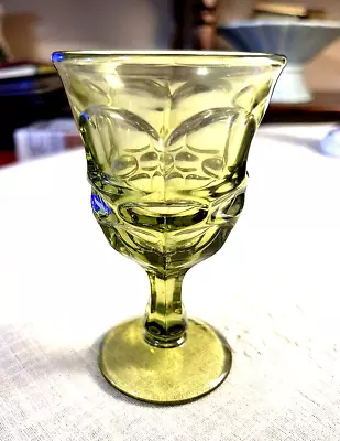 VINTAGE FOSTORIA GREEN JUICE /WINE GOBLET -  'ARGUS' PATTERN - MINT COND- 1970s • $10