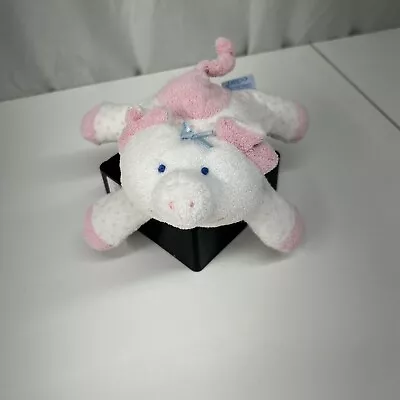 Rare Vintage Eden Pink & White PIG 6  Rattle Plush Lovey Stuffed Toy Pastel • $9.99