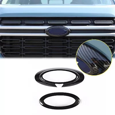 ABS Carbon Front Rear Emblem Ring Cover Badge Trim For Ford Maverick 2022+ • $15.99