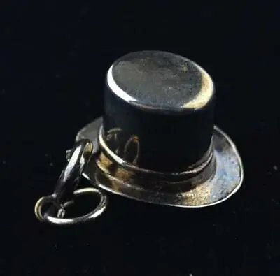 Vintage Sterling Silver Hat Top Hat 3d Charm - Tarnished Finish • $15.30