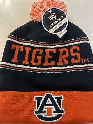 Top Of The World Men's Auburn University Fashion Knit Cuffed Beanie With Pom • $19.99