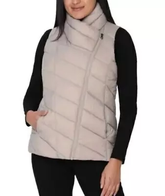 Nicole Miller Womens Asymmetrical Full Zip Quilted Lightweight Vest(CREAM S)NWT • $26.99