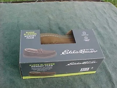 Eddie Bauer Men's Suede Slipper Shoes Size XXL 13 Memory Foam Ryan Tan Brand NIB • $39.95