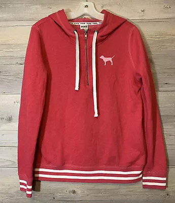 Victoria Secret PINK Love Pink Full Zip Hooded Jacket Sz Medium Women’s Dog Logo • $24.95