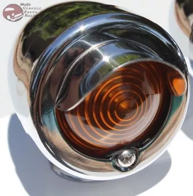 Mini Marker Utility Accent Light Lamp Assembly Chrome Amber Lens Hot Rat Rod New • $24.14