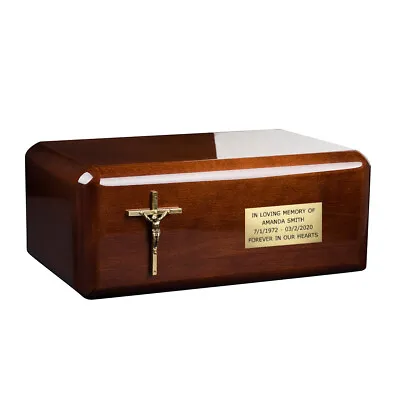 Wooden Urn Adult Cremains Unique Memorial Funeral Human Ashes Wood Box Casket • £125
