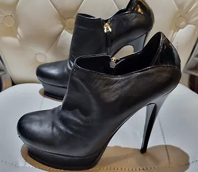 YSL Yves Saint Laurent Black Leather Tribute Ankle Booties Size 41 • £130