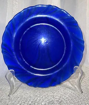(3) Vintage Cobalt Blue Glass VERECO FRANCE 7.5  Salad Plates • $15