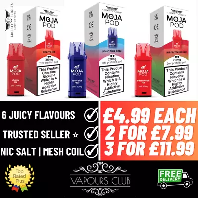 NEW MOJA Vape Pods By Liberty Flights | 20mg Nic Salts | Mesh Coil | Multi Buy • £7.99