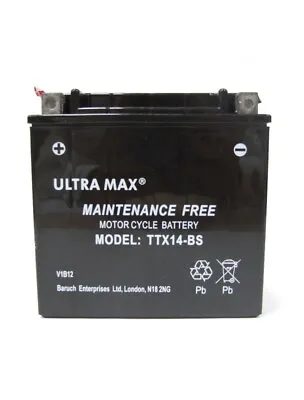ULTRAMAX TTX14-BS (SAME AS YUASA YTX14-BS) AGM Battery PIAGGIO 400 MP3 • £132.99