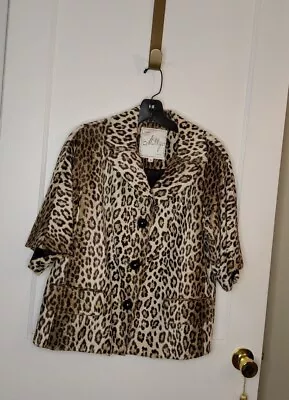 Milly Of New York Leopard Print Cropped Jacket Size 10 Vintage-Style • $36