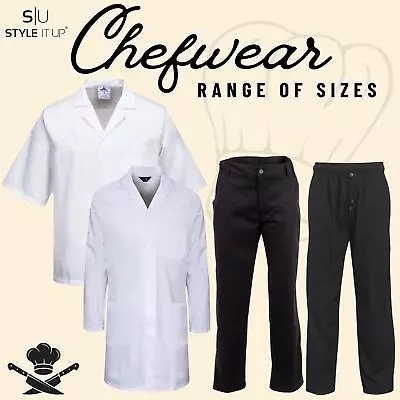 Unisex Mens Womens Chef Kitchen Catering Staff Uniform Workwear Trousers Jacket • £9.99