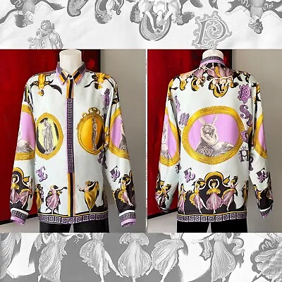 GIANNI VERSACE Silk Shirt Canova: Amore E Psiche Print Size IT 54 From S/S 1992 • $2994.99