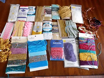 Lot 22 Vintage Rick Rack Sewing Trims Thread Some Metallic New & Partial Use • $14.99