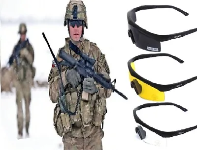 U.S MIL-PRF3101 Military Ballistic Tactical Shooting Glasses W/3 Color Lenses • $17.98