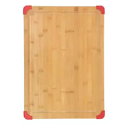  15-inch By 21-inch Bamboo Wood Cutting Board With Red Non-slip Corners • $19.97