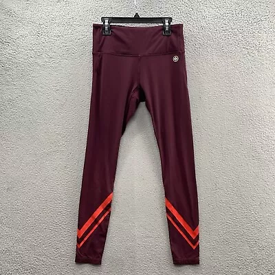 Tory Burch Sport Chevron High Rise Athletic Leggings Burgundy Orange Logo Size M • $42