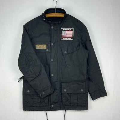 £129 • Buy Barbour Steve McQueen Cincinnati Wax Jacket Mens UK Small Black Biker Motorcycle
