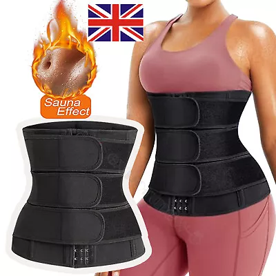 Women's Waist Trainer Cincher 3 Straps Tummy Control Sweat Girdle Workout Slim • £10.79