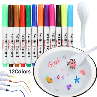 £4.02 • Buy 12 Colors Magical Water Painting Pen Water Floating Doodle Pens Kids Drawing