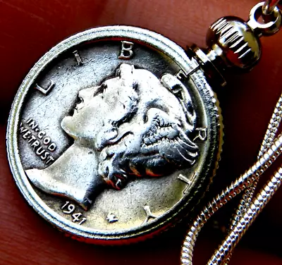 Necklace Pendant Vintage Authentic Silver 1941 Mercury Dime Coin Nice Gift  • $54.90