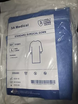 One (1) 3A Medical Standard Surgical Gown Level 3 AAMI PB70 Sterile Large • $12