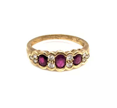 9ct Gold Ruby And Diamond Ring Size: M - 9ct Yellow Gold • £139.50