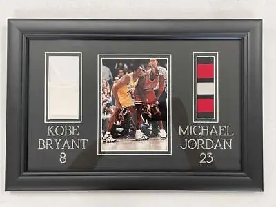 Michael Jordan Kobe Bryant Grey Flannel Coa 18x12 Framed Dual Warm Up Relic • $749.99