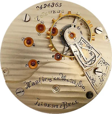 Antique 18s Washington Liberty Bell 17 Jewel Mechanical Pocket Watch Movement 69 • $65