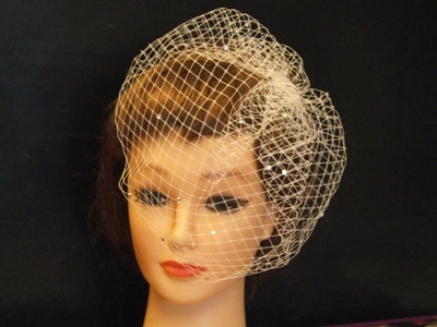 £14.99 • Buy Birdcage Veil Blusher Fascinator Bandeau Veil Top Comb Birdcage  Crystal Pearl