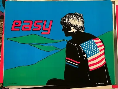Easy Rider Us Flag Motorcycle Vintage 1969 Blacklight Poster -nice! • $99.95