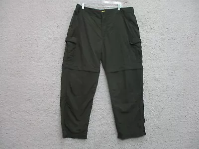 Cabelas Convertible Pants 42x32 Mens Green Cargo Pockets Ankle Zip Classic Fit • $18.75