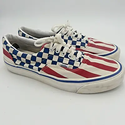 Vans Era 95 DX Skate Shoes Mens 10.5 Red White Blue Check Stripe Patriotic 4th • $40