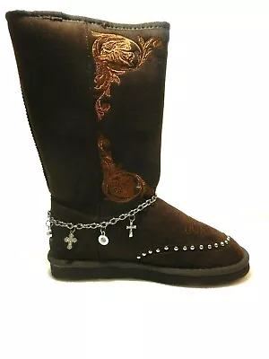 *NIB* Montana West Embroidered Collection Boots BST-021 BR CROSS BOOT CHAIN Sz 6 • $79