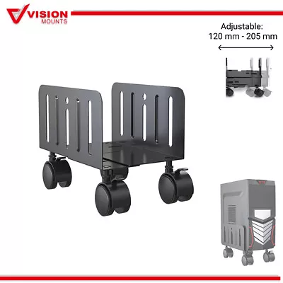 $35 • Buy PC Computer Rolling Case Stand Holder Desktop Wheels Adjustable Vision Mounts