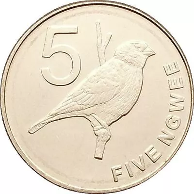 Zambia 5 Ngwee Coin | Zambezi Indigobird | 2012 - 2017 • $3.46