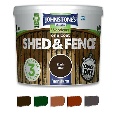 5L/9L Johnstones Woodcare One Coat Shed And Fence Paint Garden UV Protection UK • £12.99