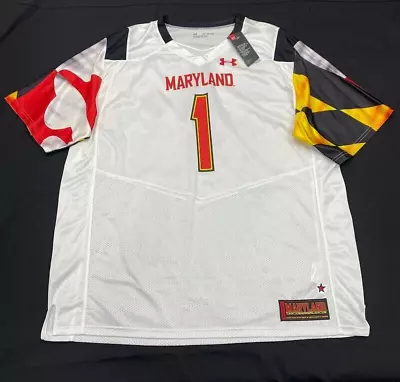 NWT Maryland Terrapins Under Armour Football Jersey 3XL College White #1 Mens • $58.95