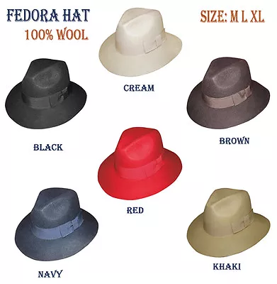 New Men's 100% Wool Fedora Trilby Mobster Hat In 6 Colors Sty- LH5 • $24