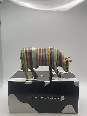 Cow Parade Statue Multicolored Resin.  Striped  Model Length 6.5 Inch  • £56.90