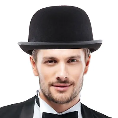 Vintage Bowler Hat Unisex Bonnet Felt Hats Party Black Church Hats Victorian Hat • $12.59