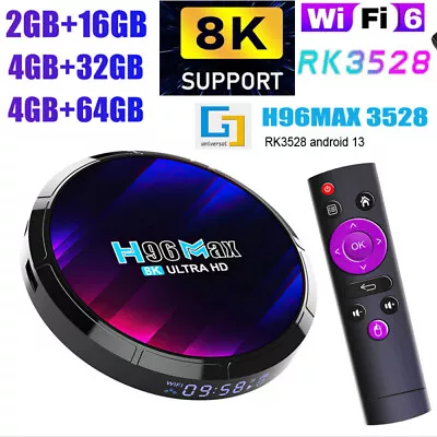 Android 13.0 TV Box 2024 Upgraded H96 MAX RK3528 WiFi6 BT5.0 8K HD Stream Player • $54.69