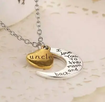 I Love You To The Moon And Back Necklace Uncle Mom Daughter Brother Grandma • £2.99